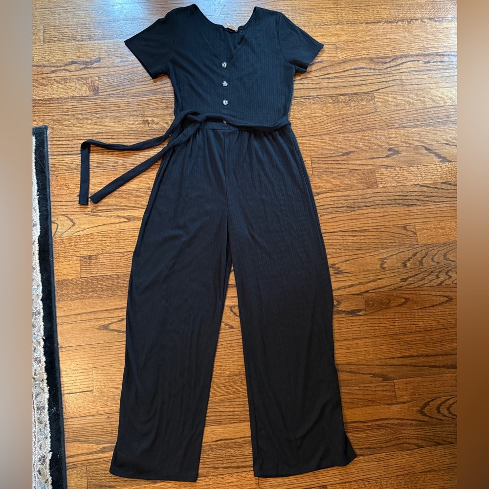 Caution To The Wind Black Button-Up Jumpsuit